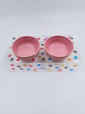 Petmagic Akrilik Pleksi Evcil Hayvan Pembe Seramik Kaseli Kedi Mini Köpek Mama Su Kabı- Renkli Pati thumbnail 4