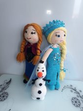 Karlar Ülkesi Anna Elsa Olaf Takımı Amigurumi Organik Oyuncak - 1