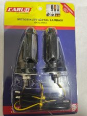 Carub Motosiklet Sinyal Lamba Üniversal 12V Füme Cam Sarı Led 2Li - 2