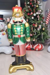 Yeşil Kurşun Asker Folyo Balon Yılbaşı Balonu Fındıkkıran Nutcracker Şekilli Folyo Balon - 3