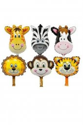 Safari Konsept Doğum Günü Hayvan Balonları 6 lı Set 14" Folyo Balon - 1
