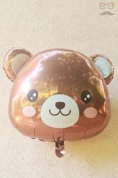 Tatlı Ayı Kafa Balon Teddy Bear Folyo Balon Doğum Günü Balonu - 1