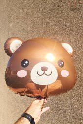 Tatlı Ayı Kafa Balon Teddy Bear Folyo Balon Doğum Günü Balonu - 2