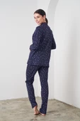 Pjs 24542 Kadın Düğmeli Kalp Desenli Lacivert Pijama Takım - 3