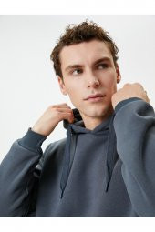 Kapşonlu Sweatshirt Kanguru Cep Detaylı Uzun Kollu - 1