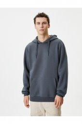 Kapşonlu Sweatshirt Kanguru Cep Detaylı Uzun Kollu - 3