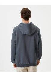 Kapşonlu Sweatshirt Kanguru Cep Detaylı Uzun Kollu - 4