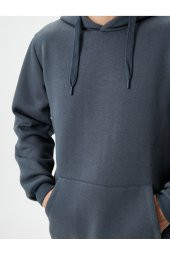 Kapşonlu Sweatshirt Kanguru Cep Detaylı Uzun Kollu - 5