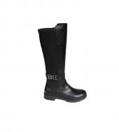 YAZKIŞ Kadın Siyah Tokalı Arkası Sreç 3cm Topuklu Düz Çizme Diz Boyu 35cm - 2