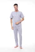 Pijadore 1411 Erkek Büyük Beden Kısa Kollu Düğmeli Pijama Takım - 5