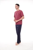 Pijadore 1405 Erkek Kısa Kollu Yakası Düğmeli Pijama Takım - 3