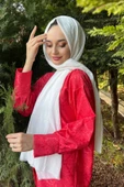 Shecarf, Pamuklu, Kırışmaz Bambu Kraş Şal 00958  EKRU - 1