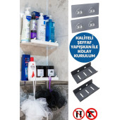 Risingmaber Yapışkanlı 2 li Beyaz Köşe Şampuan Tutucu, Banyo Düzenleyici, Mutfak ve Raf Düzenleyici - 2