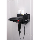 Risingmaber Siyah Metal Yapışkanlı Saç Kurutma Askısı, Yapışkanlı Banyo Düzenleyici Organizer Fön Makinelik - 1