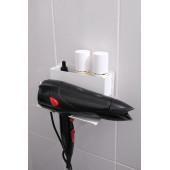 Risingmaber Beyaz Metal Yapışkanlı Saç Kurutma Askısı, Yapışkanlı Banyo Düzenleyici Organizer Fön Makinelik - 1