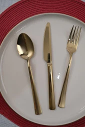 Lugga Nida Gold Yemek Çatal Kaşık Bıçak Takımı 6 Kişilik 18 Parça - 1