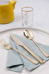 Lugga Nida Gold Yemek Çatal Kaşık Bıçak Takımı 6 Kişilik 18 Parça - 2