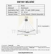 TT Aydınlatma TT300-3 KR  Halka 3 lü Krom Kaplama Led Avize - 6