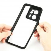 KNY Xiaomi Mi 13T Pro Kılıf Silikon Kenarlı Arkası Şeffaf Kamera Korumalı Roll Kapak Siyah - 3