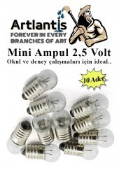 Mini Ampul 2,5 Volt 10 Adet 1 Paket Küçük Elektrik Deney Ampulü 2.5 v Okul Sınıf Elektrik Devre Deney Ampulü - 1