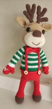 Yılbaşı Temalı Geyik Uyku Arkadaşı Amigurumi Organik Oyuncak - 2