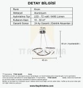TT Aydınlatma TT307-40-KR  Helezon Modeli Krom Kaplama Led Avize - 5