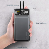 Neutron 10000 mAh 22.5W Prime Dijital Led Ekranlı Lightning Ve Type-c Kablolu Powerbank - Siyah - NTL-PB-12F2 - 2