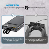 Neutron 10000 mAh 22.5W Prime Dijital Led Ekranlı Lightning Ve Type-c Kablolu Powerbank - Siyah - NTL-PB-12F2 - 4