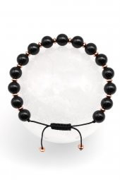 Siyah Turmalin - Hematit Doğal Taş Makrome Örme Bileklik thumbnail 1