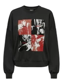 ONLY Bayan Önü Baskılı Bisiklet Yaka Sweatshirt 15312656 thumbnail 6