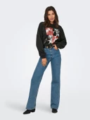 ONLY Bayan Önü Baskılı Bisiklet Yaka Sweatshirt 15312656 thumbnail 5