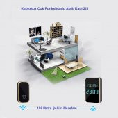 UpWay Kablosuz Pil Gerektirmeyen Kapı Zili Dijital Ekran Saat Derece Nem Göstergeli - 4
