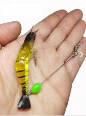 Karides Shrimp Sahte Silikon Balık Yemi Fosforlu Kancalı 9.5 Cm 6.3 gr Sarı - 1