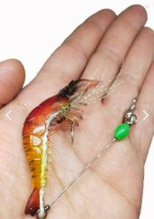Karides Shrimp Sahte Silikon Balık Yemi Fosforlu Kancalı 9.5 Cm 6.3 gr Kırmızı - 1
