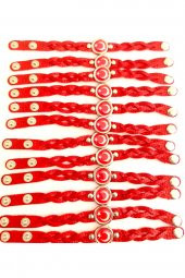 Türk Bayraklı Örgü Bileklik 12 Adet - 1