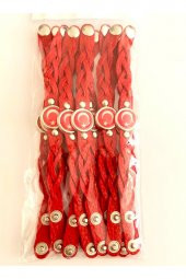 Türk Bayraklı Örgü Bileklik 12 Adet - 2