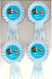 Kurdelalı Ben Okuyorum Rozet Büyük Boy Mavi 4 Adet - 1