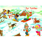 Karne Kılıfı Kardan Adam Ve Çocuklar Tatili 5 Adet - 1