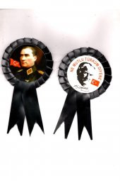 5 Çift 10 Adet Kurdelalı10 Kasım Mustafa Kemal Atatürk Rozeti Mega Boy - 1