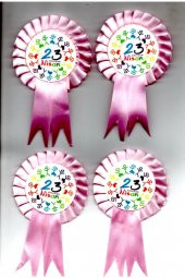 Kurdelalı 23 Nisan Etkinlik Rozeti Büyük Boy Pembe 4 Adet - 1