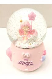 Büyük Boy My Angel Işıklı Otomatik Üflemeli Kar Küresi thumbnail 2