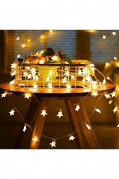 Şeffaf Kablolu Yıldız Şekilli Günışığı Renk Elektrikli Led Işık 5 mt thumbnail 1