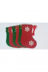 Yılbaşı Süsü Keçe Süs Kırmızı Yeşil 6 Li Patik Dekor - 1