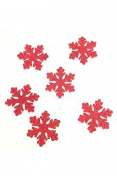 Mini Kırmızı Kar Taneleri Simli Eva Ağaç Ve Hediye Süsü 6x6cm 6lı - 1