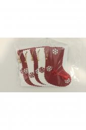 Yılbaşı Süsü Evadan Kırmızı Beyaz Patik Dekor - 2