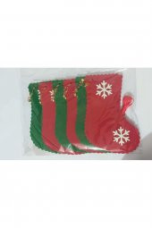 Yılbaşı Süsü Keçe Süs Kırmızı Yeşil 6 Li Patik Dekor - 2