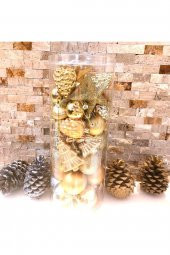 Mega Büyük Boy Gold Karışık Yılbaşı Süsü 44 Parça - 1