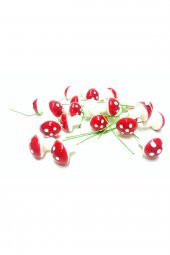 Büyük Kırmızı Renk Mantar Süs 10 Adet - 1