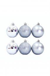 Yılbaşı Ağaç Süsü Top 6 Lı 6cm Silver - 1