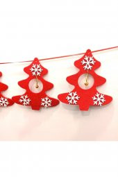 Kırmızı Noel Yılbaşı Ağacı Süsü Keçe Zilli Çam Ağacı 6lı - 2